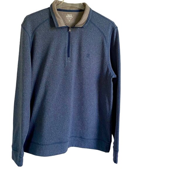 IZOD Quarter Zip Blue Fleece Top Men's Medium NEW - Picture 1 of 8